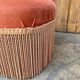 Velvet armchair salmon color upholstered - Napoleon III style