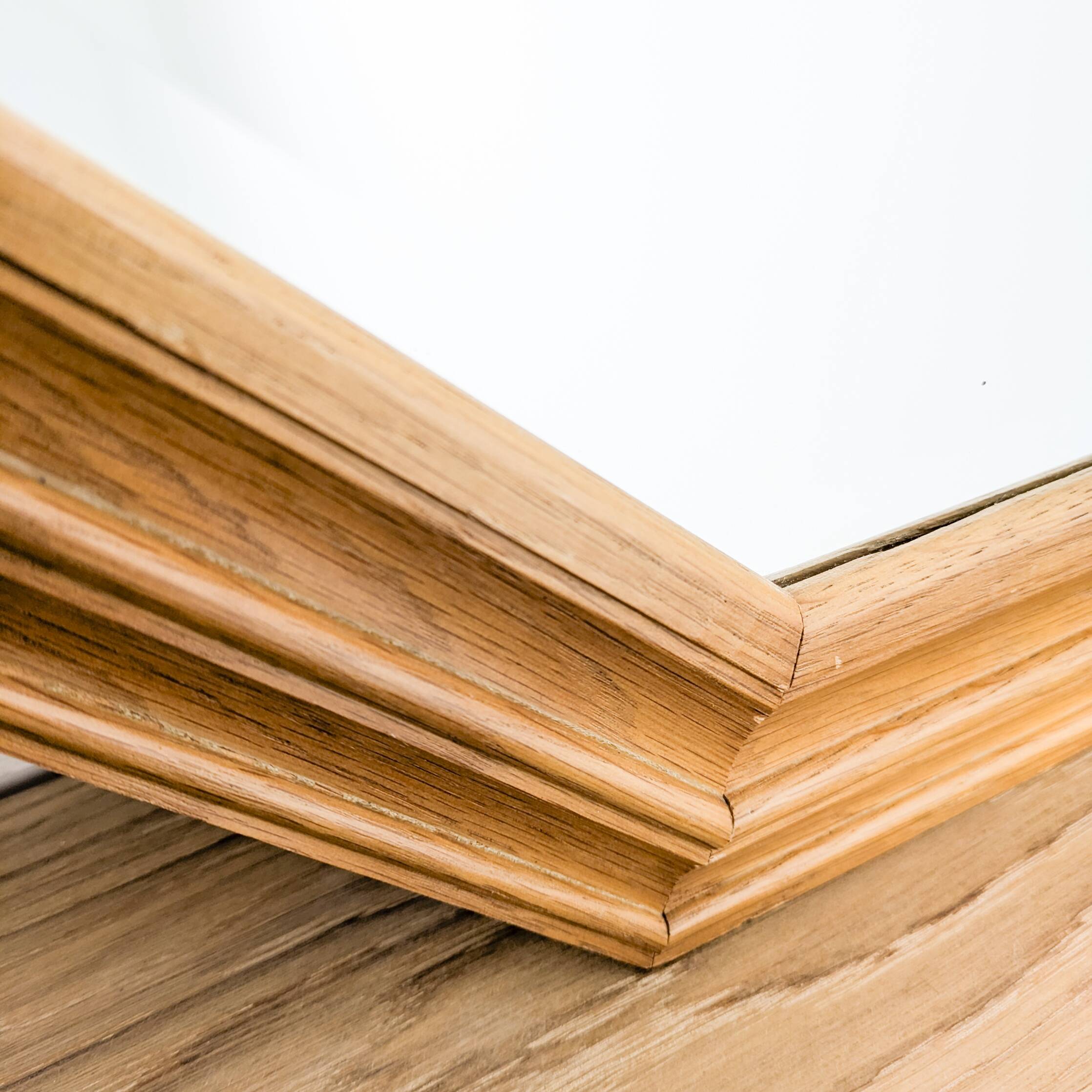 Miroir vintage octogonal en bois massif, style Mid-Century