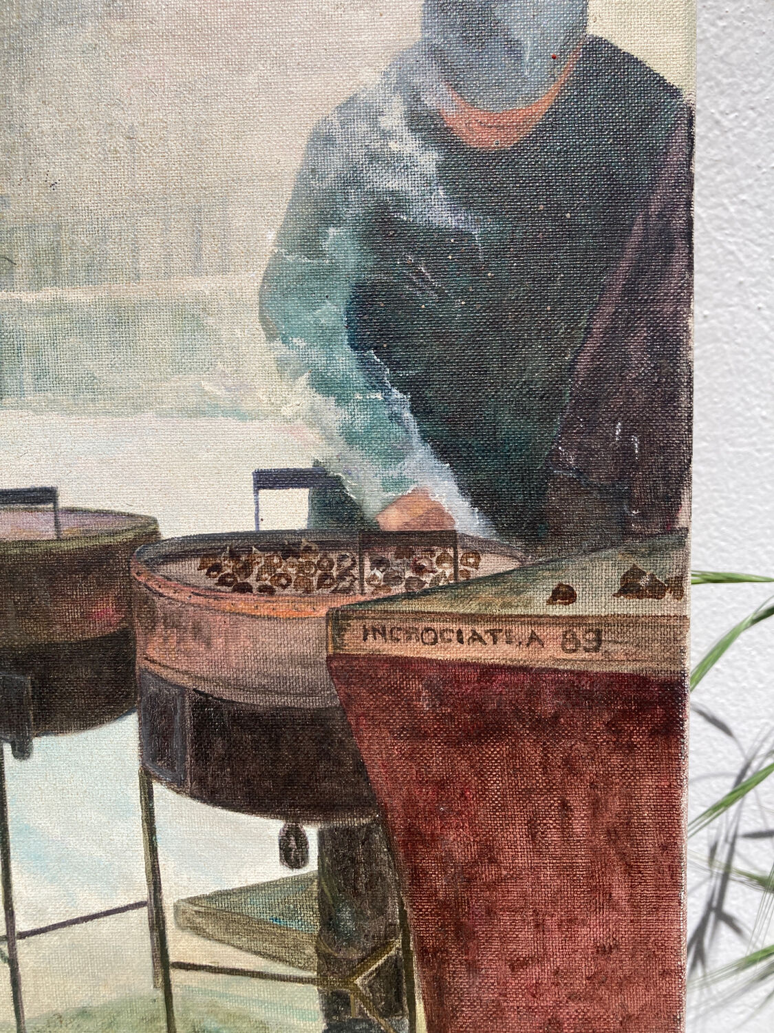 Anxian painting Painting seller of brown on vintage canvas