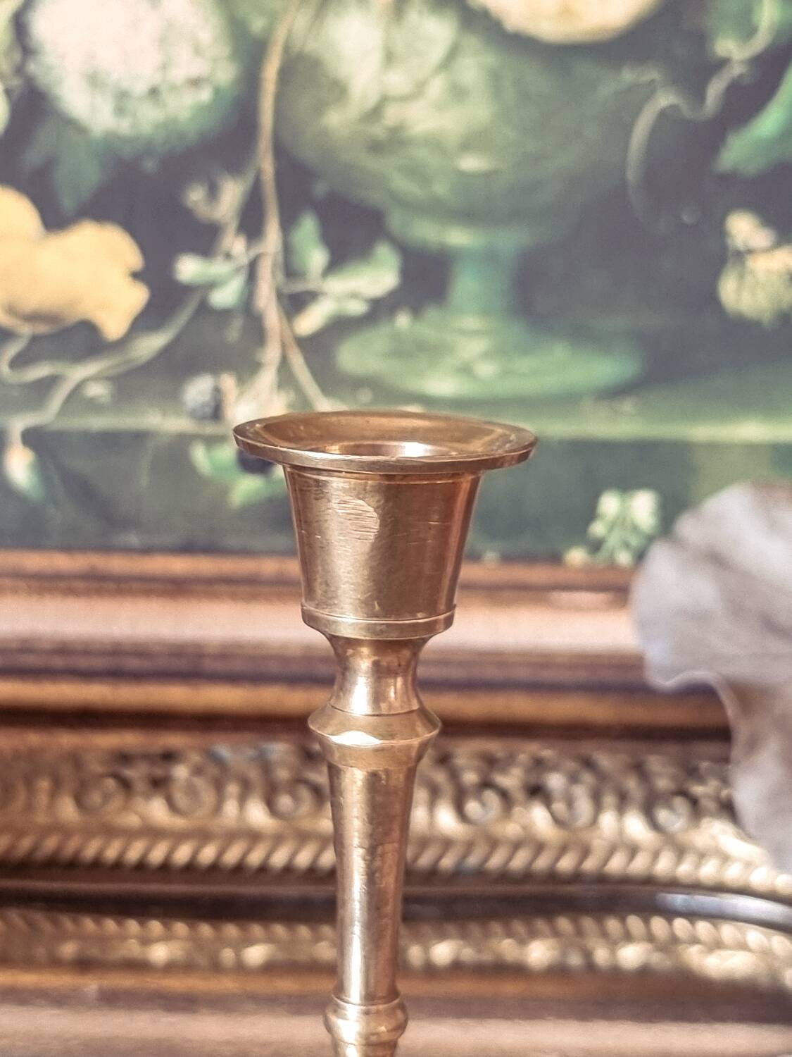 Duo of small brass candlesticks