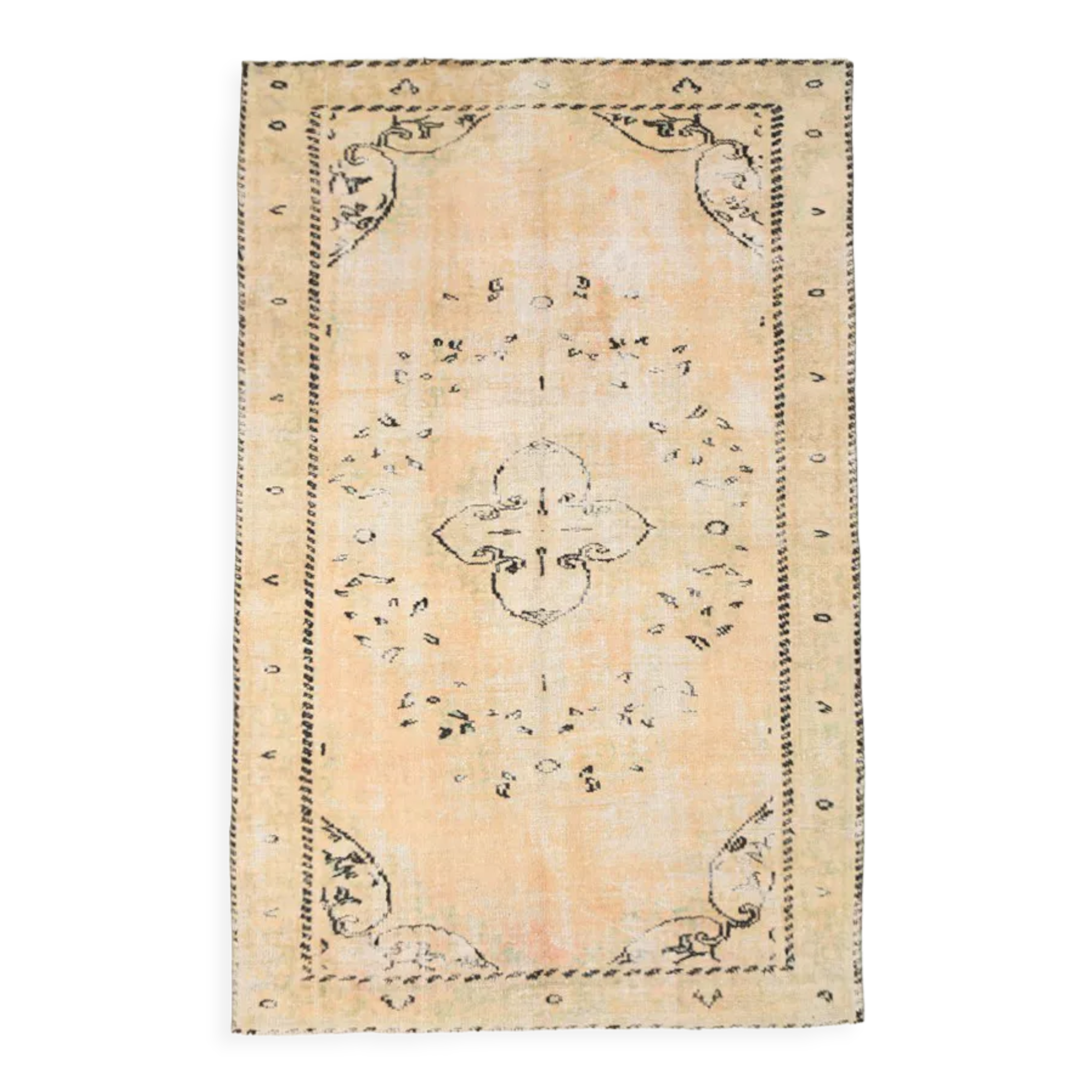 5x8 beige tones wool classic vintage rug 253x166cm