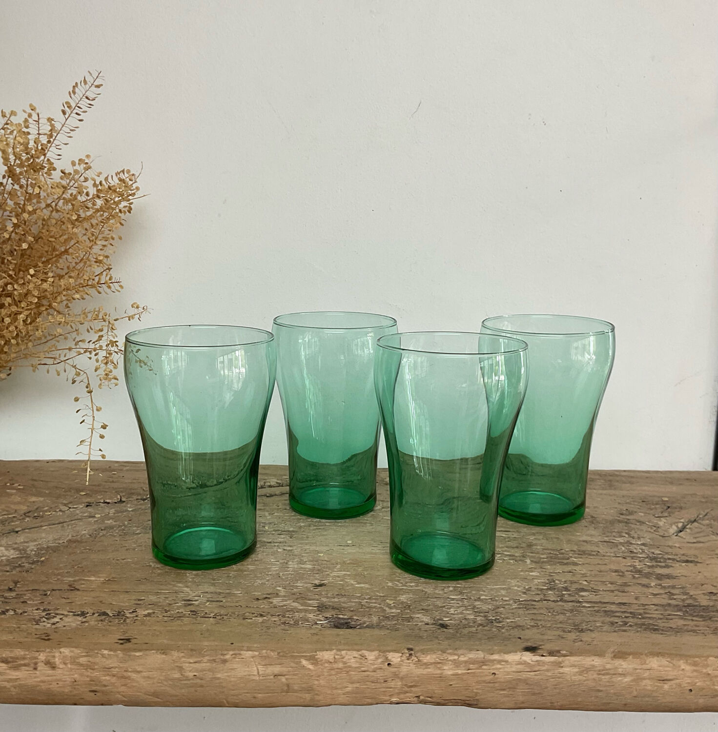 6 verres vintage verre émeraude