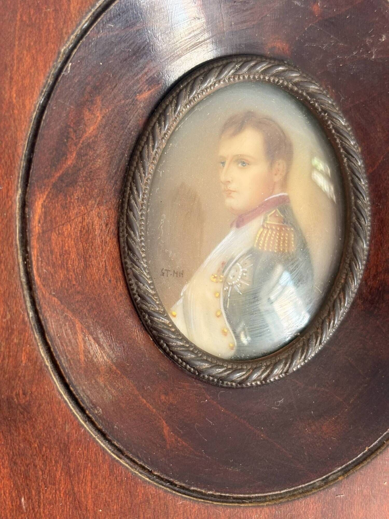 Antique Miniature Napoleon Bonaparte Empire Mahogany Frame Collector's Item