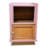 Table de Chevet rose mercerie et bois brut