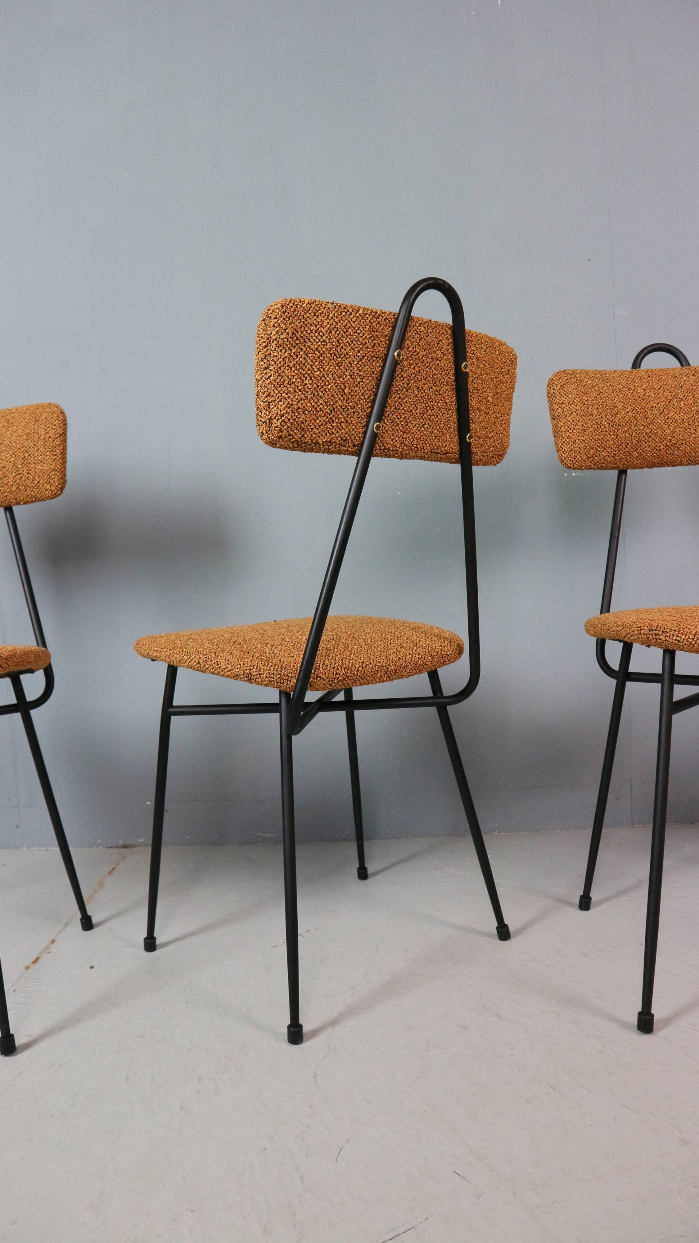Set of 4 Italian dining chairs newly upholstered 1950s