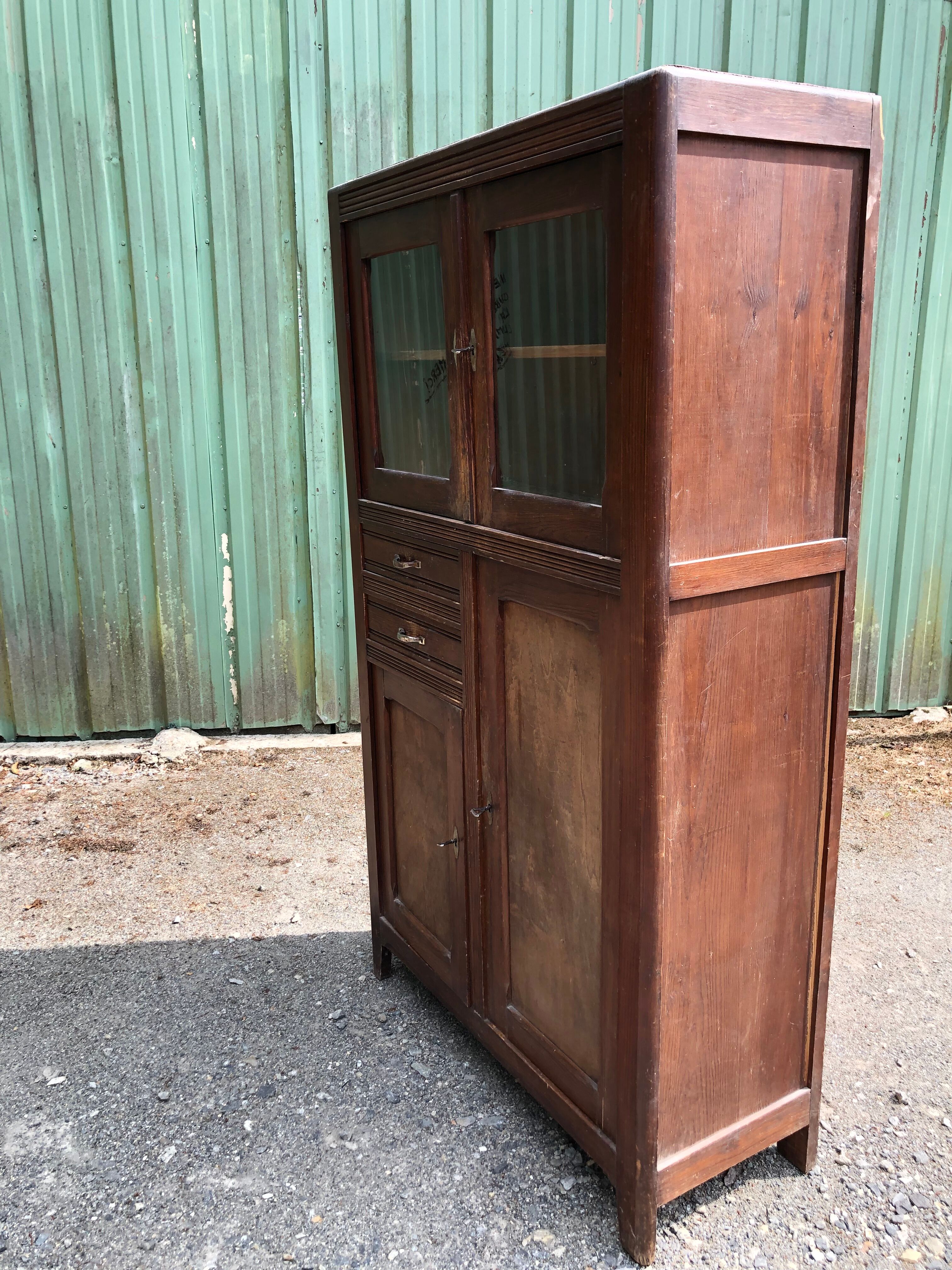Vintage Parisian pine cabinet.