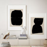 Pair of giclee prints, abstract wall art set of two, A3