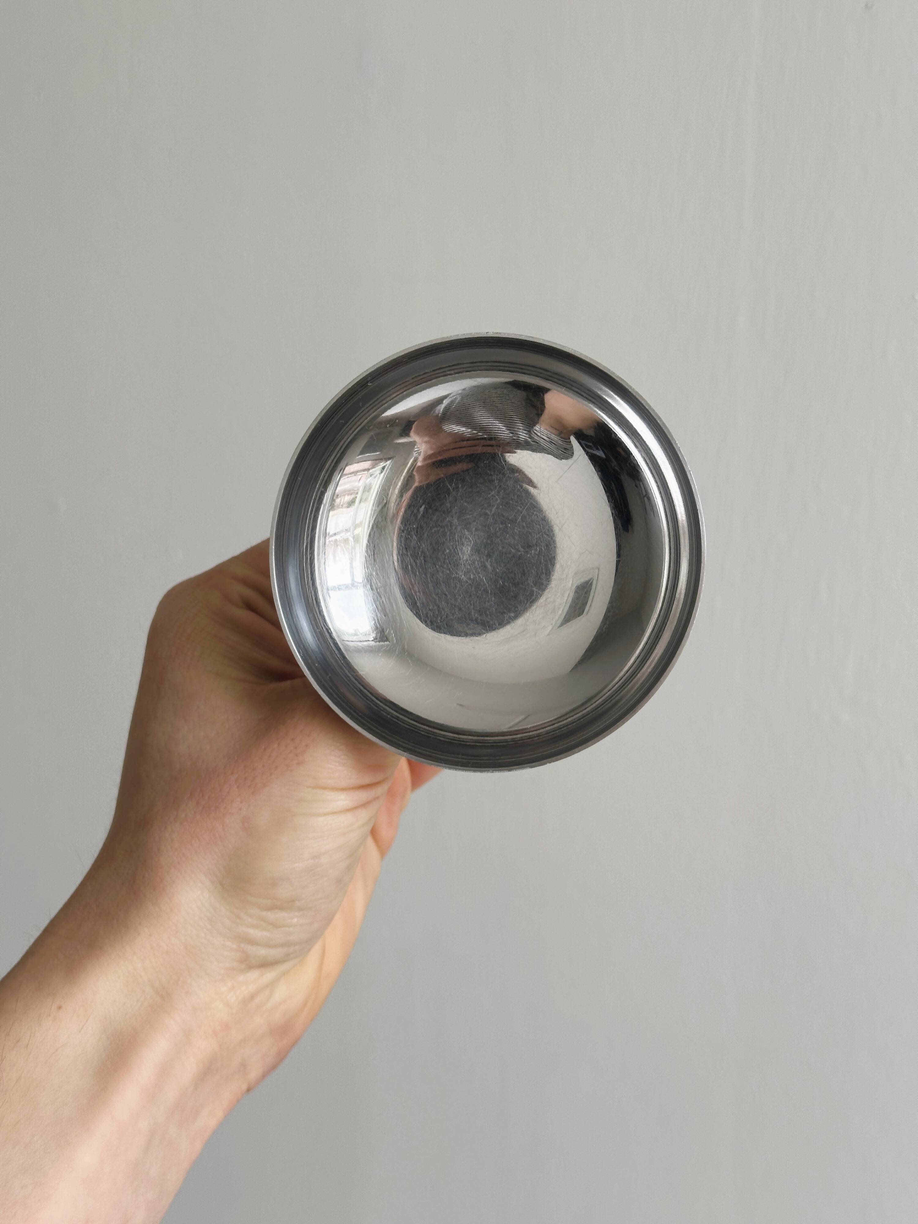 6 matt stainless steel footed bowls, Letang Remy style