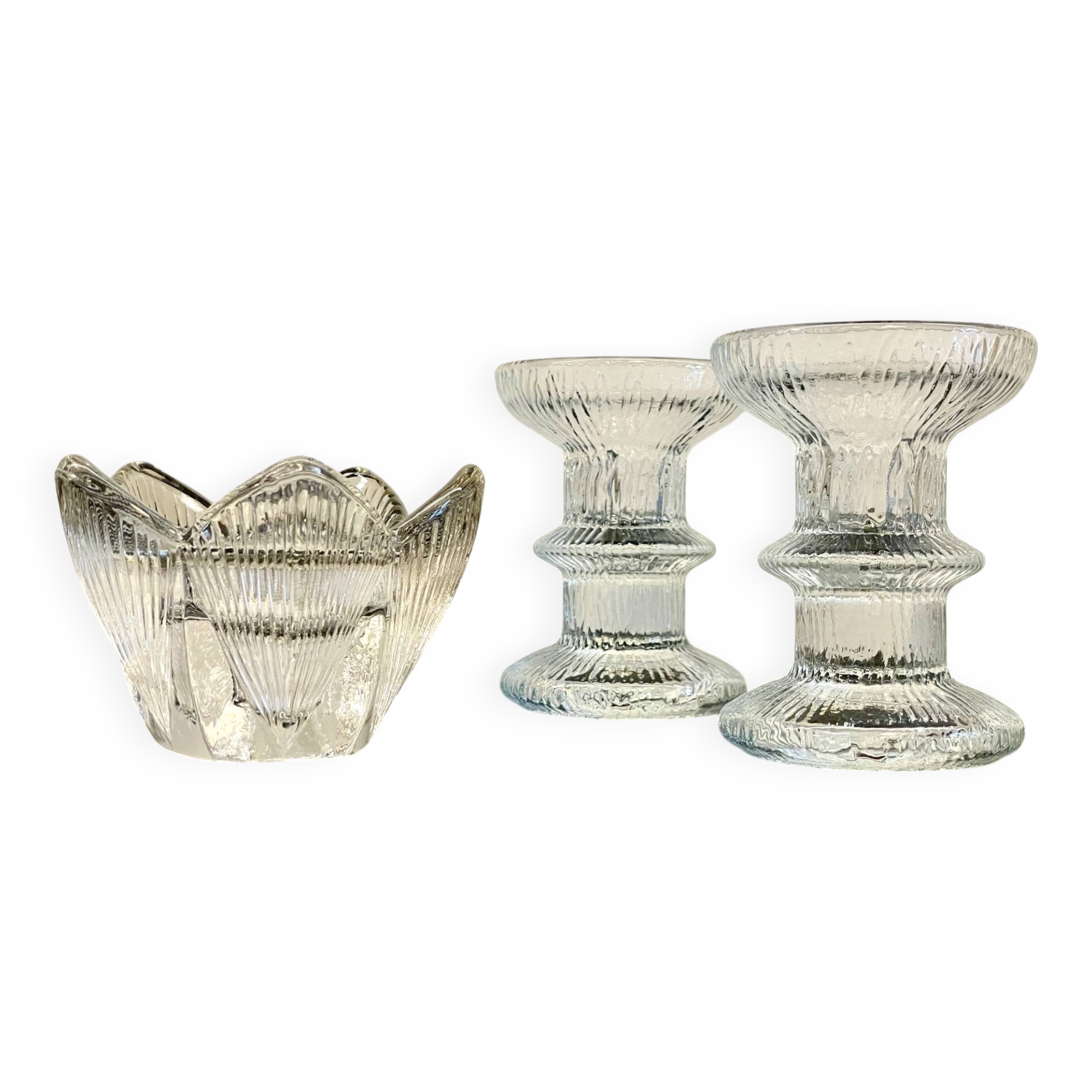 Bougeoirs cristal façon littala vintage