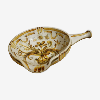 Large Keraluc Quimper G6 earthenware bowl in skillet shape