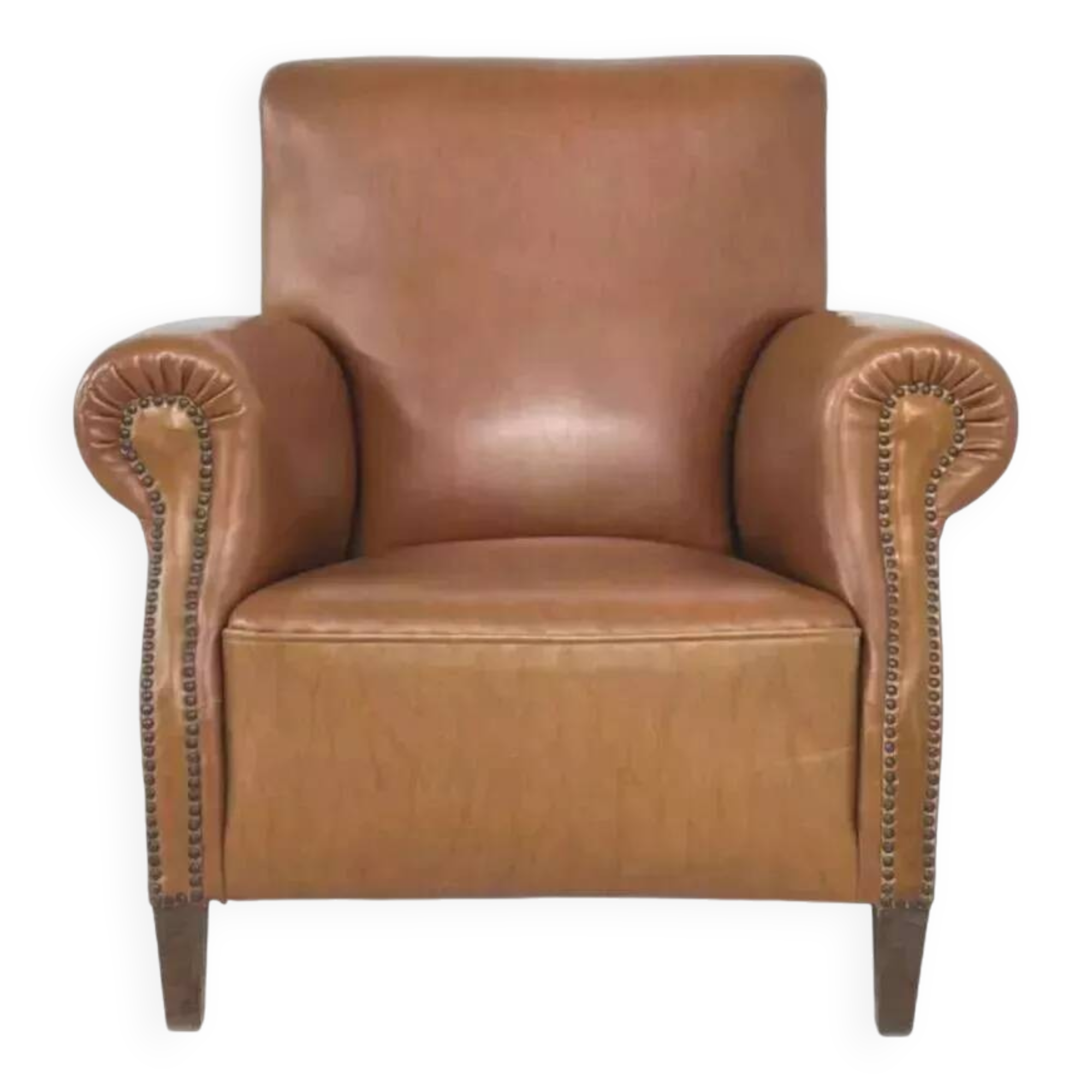 50s club armchair in imitation leather and wood