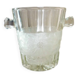 Champagne bucket, Art Deco style and period, thick, molded, frosted crystal