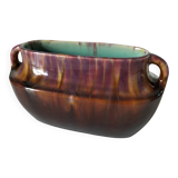 Oval ceramic vase with handles, glazed, 20th century.