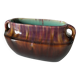 Oval low vase with handles in glazed ceramic, 20th century