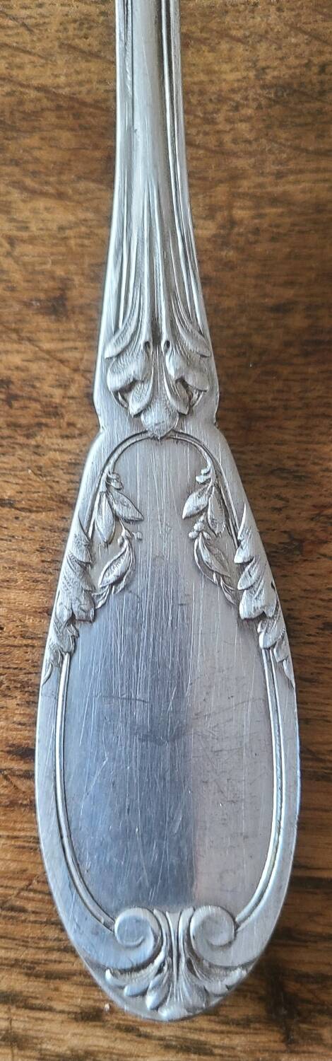 Set of 12 antique silver-plated metal soup spoons