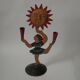 Vintage candelabra candlestick old candle holder in hand-painted metal Netherlands sun dancer
