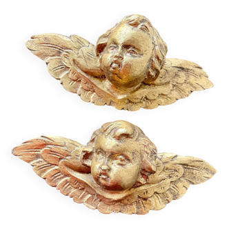 Paire d’anges en bois doré