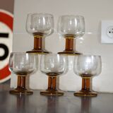 Vintage 70s glasses with amber block feet