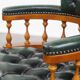Chaise de bureau Chesterfield verte en cuir de vachette sur roulettes