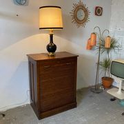 Industrial furniture notary binder with vintage American curtain 1940s