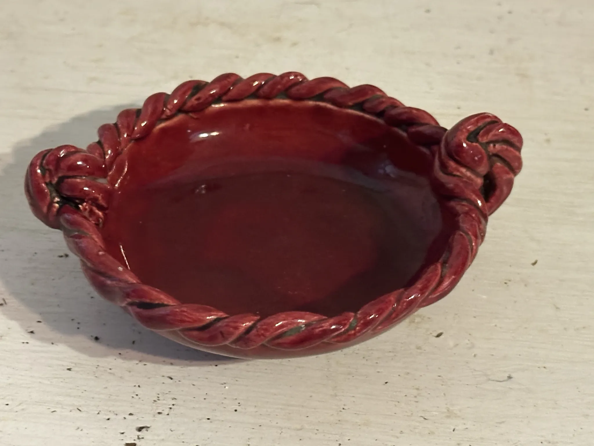 Small red ceramic catchall signed Bily – 1950s
