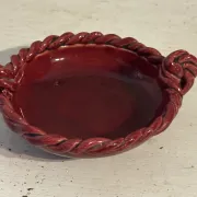 Small red ceramic catchall signed Bily – 1950s