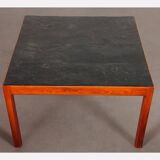 Table basse vintage en bois et ardoise, 1970
