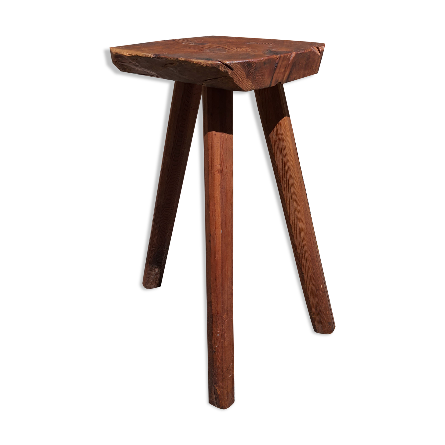Brutalist solid wood trepied stool