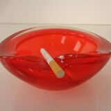 Vintage Italian Red Murano Glass Ashtray, 1960s