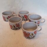 5 tasses à café en grès vintage