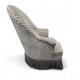 Fauteuil crapaud vintage en tissu gris