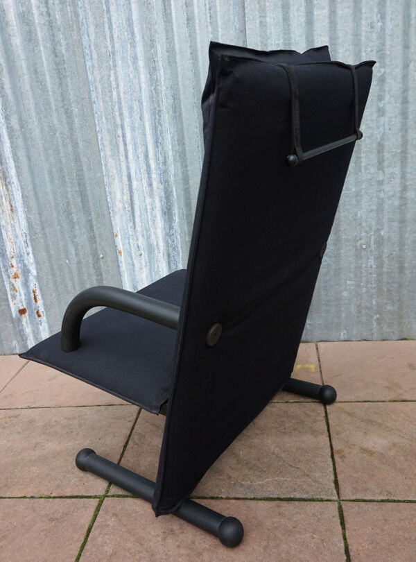 Fauteuil par Burkhard Vogtherr par Arflex vintage Black Canvas  T-Line 1984
