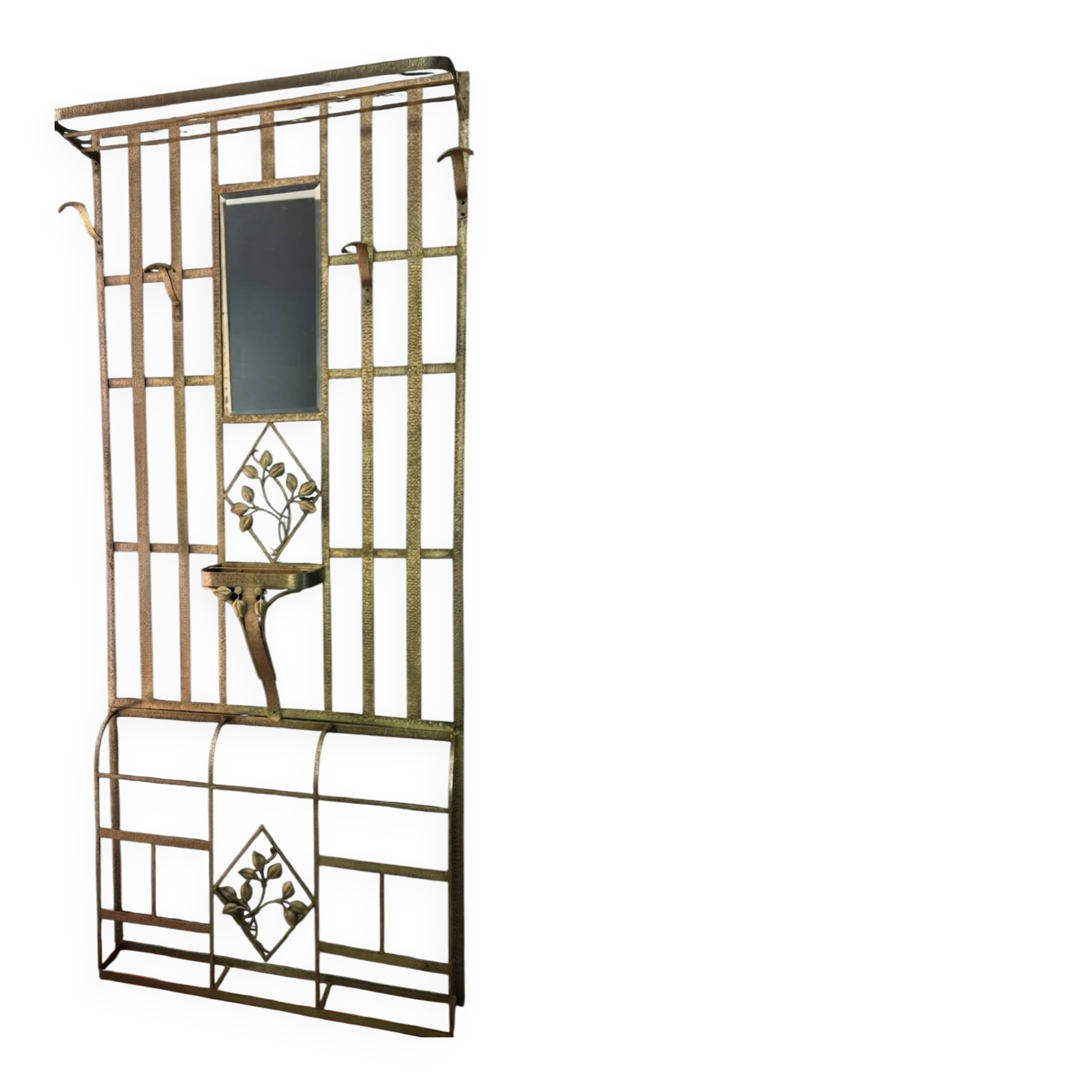 Vestiaire Art Déco en fer forgé avec miroir