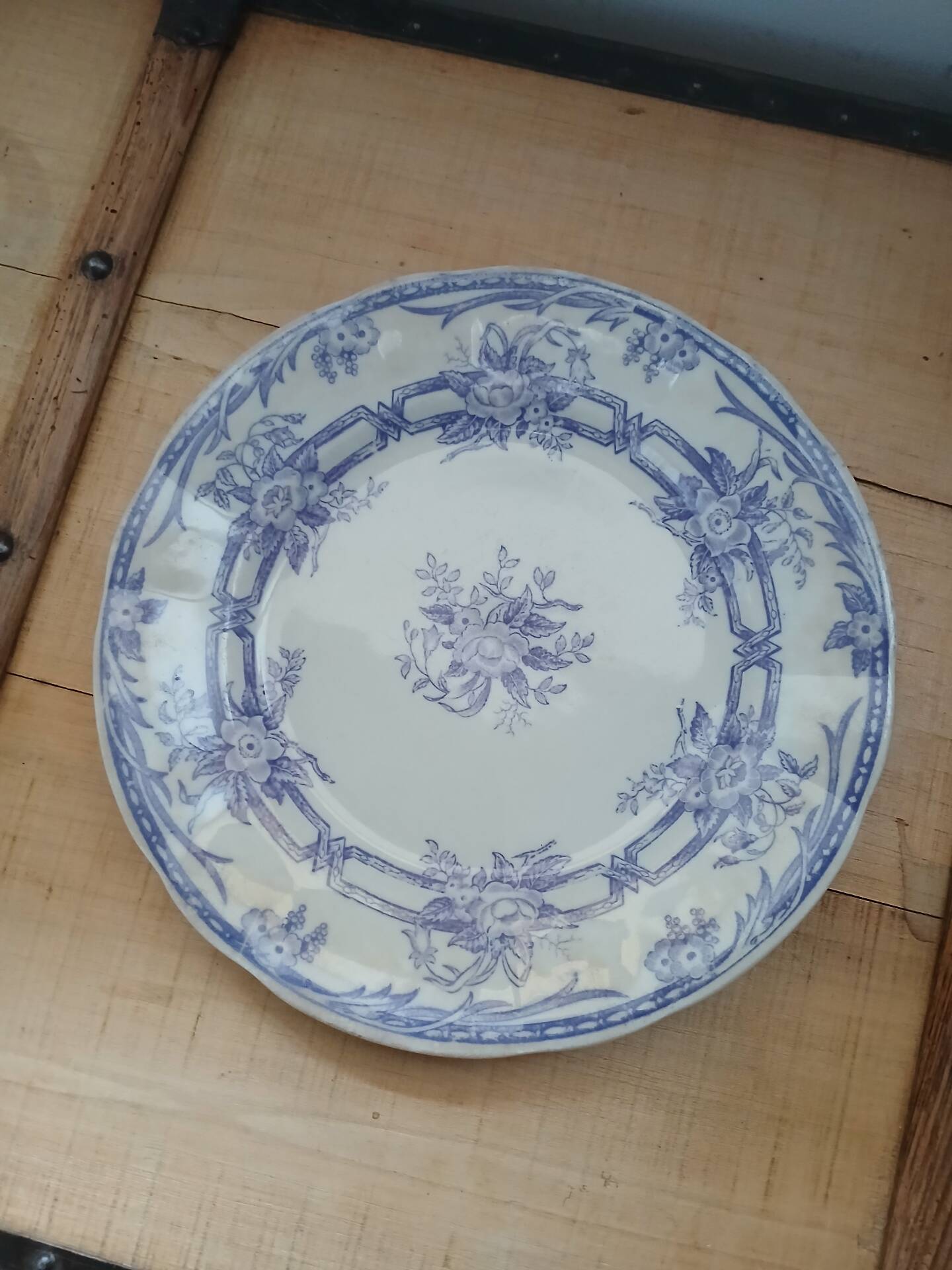 3 antique flat plates in ironstone