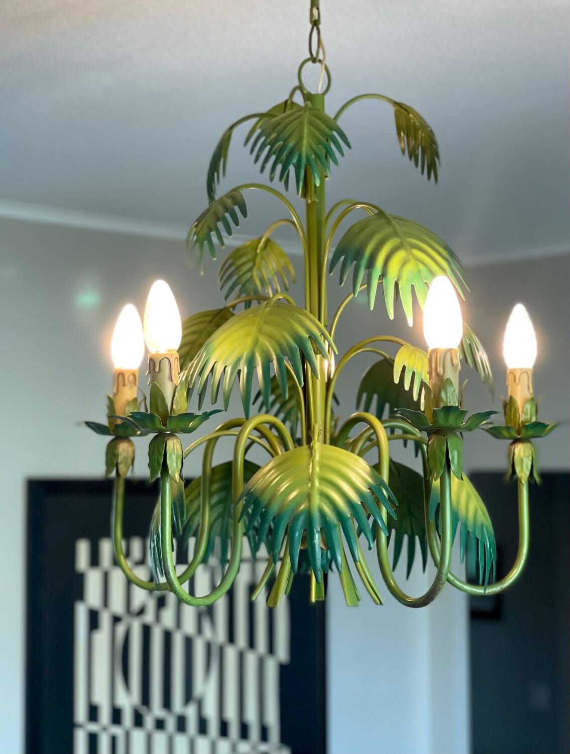 Tropical chandelier in sheet metal 1970.