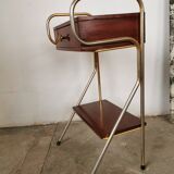 Metal and wood bedside table 1960/1970