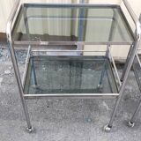Paire de tables d'appoint design mm en chrome et verre