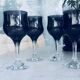 4 Verres à pieds vintage en verre soufflé noir