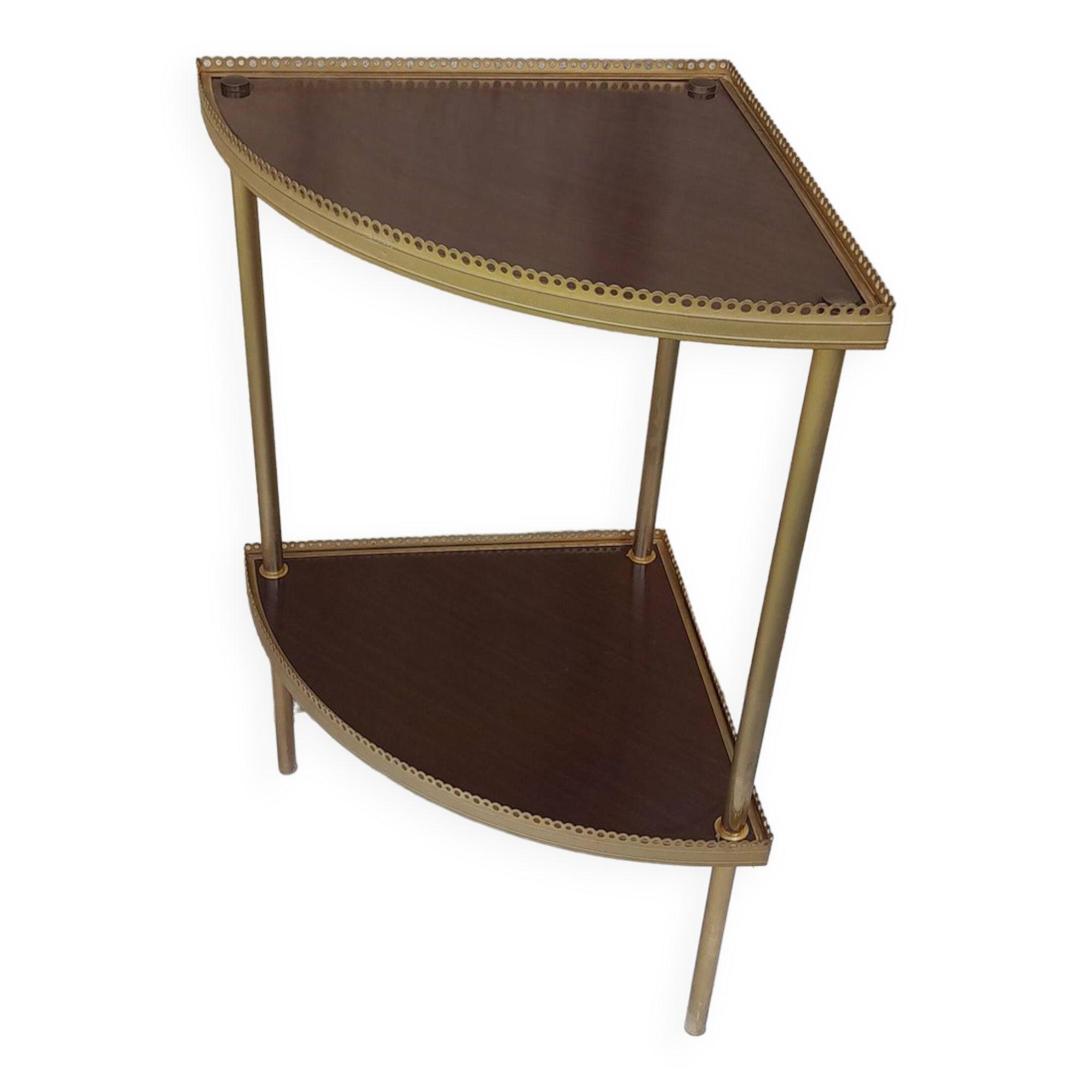 Corner console shelf in gold metal and formica H 69.5 cm 1960s