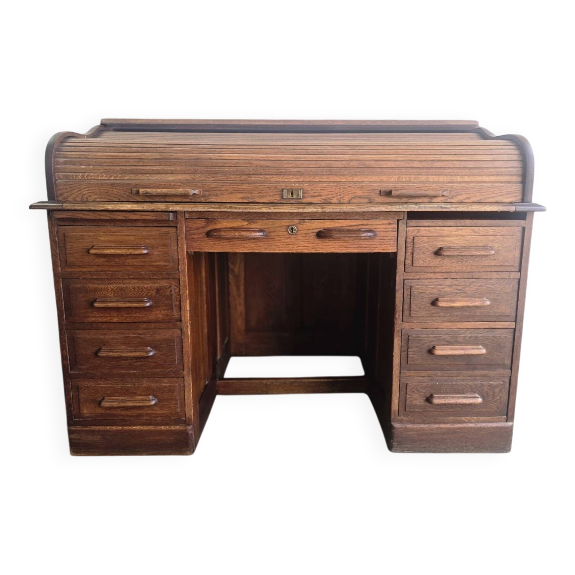 Bureau américain vintage en bois avec porte à volet
