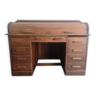 Vintage American wooden desk with shutter door