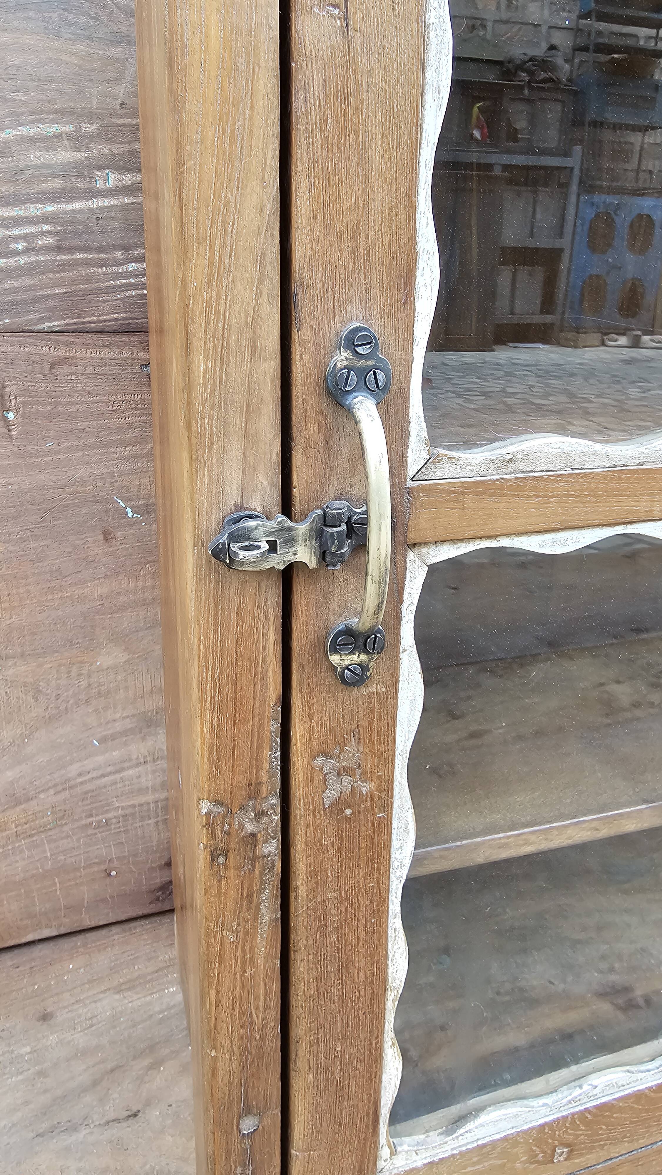 Antique Art Deco glass-fronted sideboard in Burmese teak