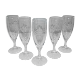 5 flûtes à champagne en cristal