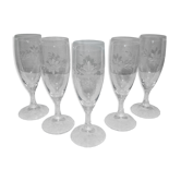 5 flûtes à champagne en cristal