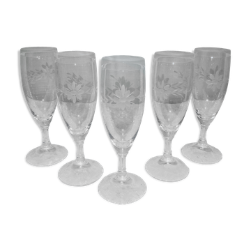 5 crystal champagne flutes