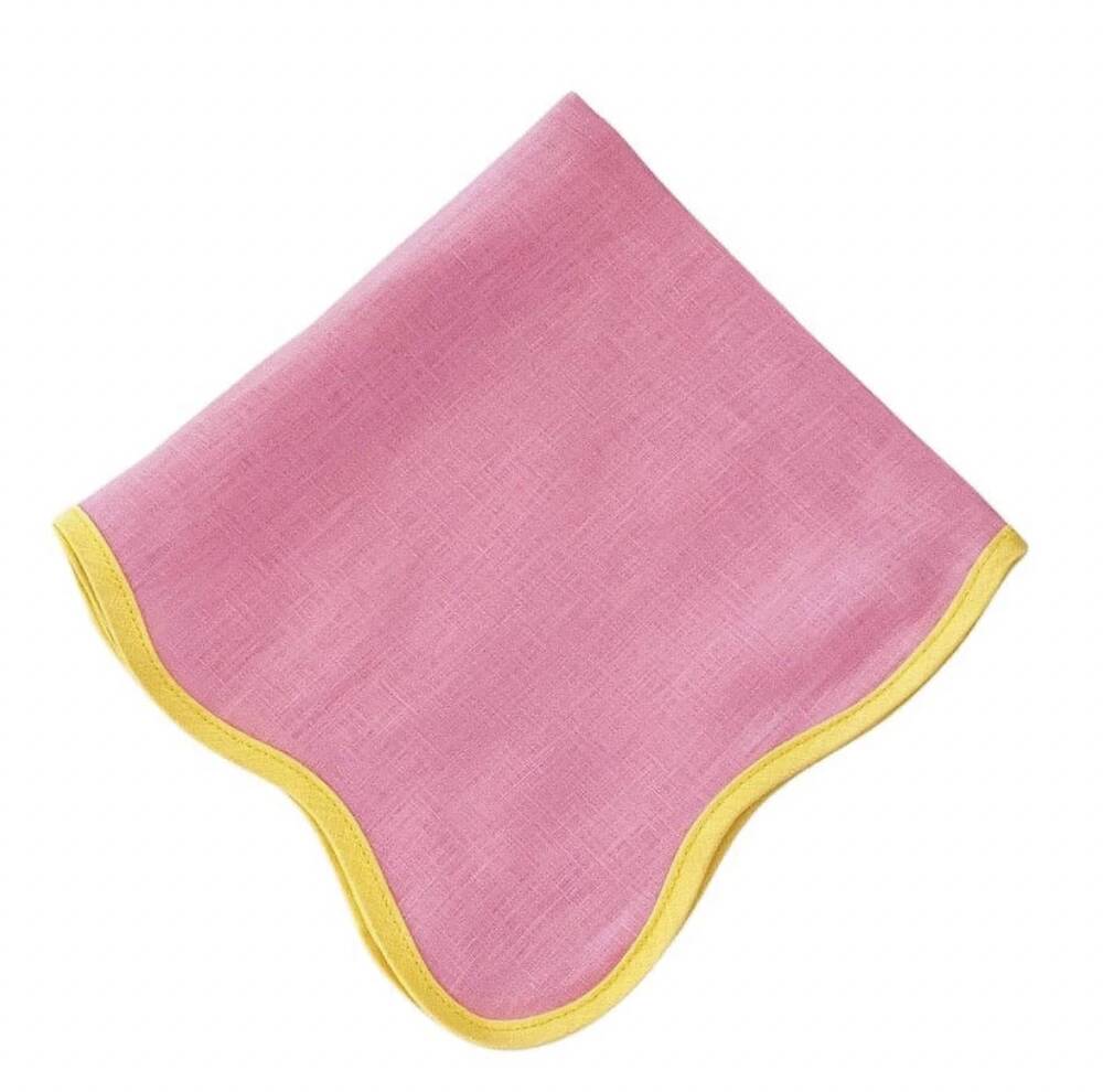 Serviette rose et jaune