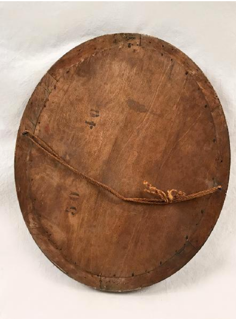 Mirror oval gilded stucco frame