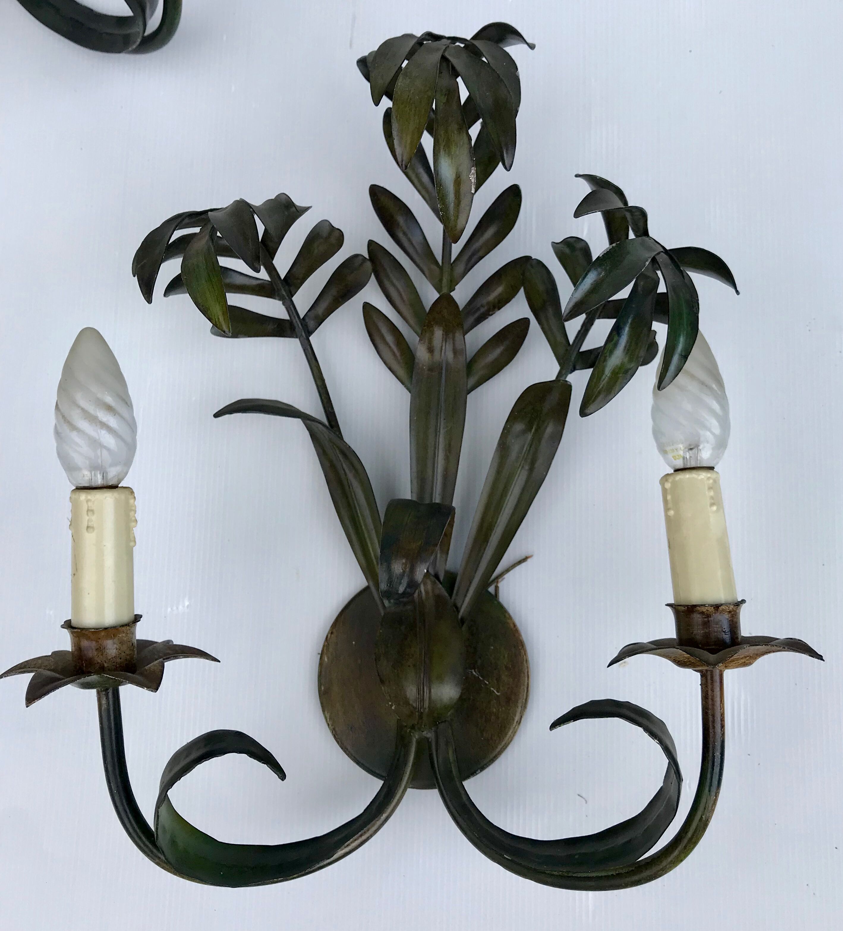 Pair of vintage palm leaf appliques