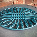 Old flat rest in enamelled cast iron celadon green
