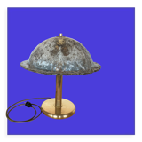 Large antique table lamp in glass and brass